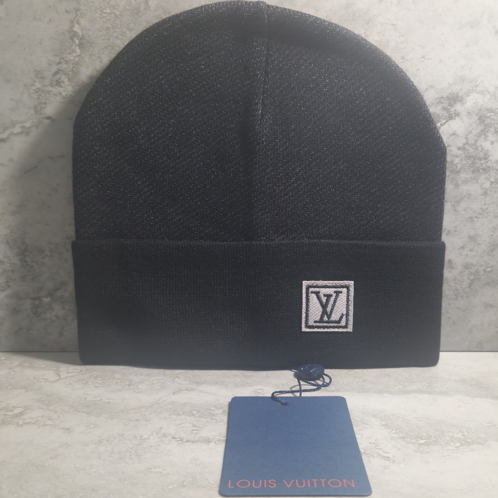 Louis Vuitton Black Checkered Beanie✨️